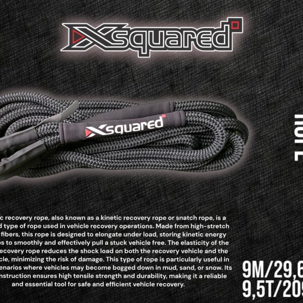 9.5t Dynamic (Kinetic) Recovery Rope 9m - Polyurethane Dipped